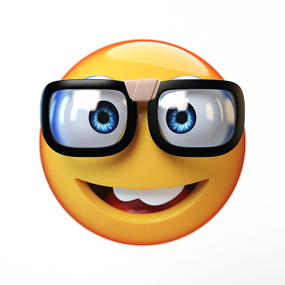 nerd-emoji-isolated-on-white-background-emoticon-with-glasses-3d-picture-id868646744