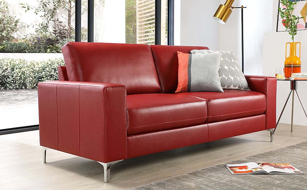 Baltimore Red Leather 3 Seater Sofa | Furniture And Choice
